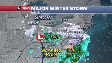 Major winter storm moves from Midwest to East Coast to start week - ABC ...