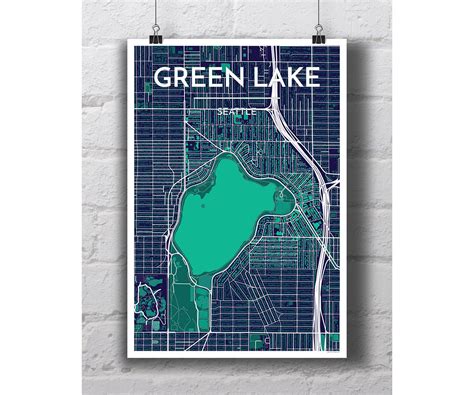 Green Lake Seattle City Map Print