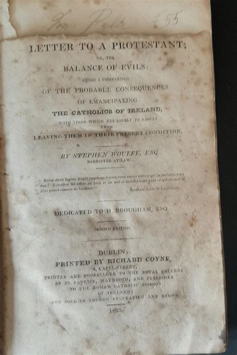 Catholic Emancipation Tracts - Letter to a Protestant or the balance of ...