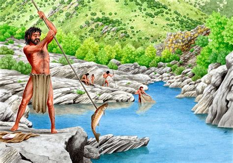 Marcos Oliveira - Salmon Fishing in the Coa Valley, Paleolithic | Stone age people, Prehistoric ...