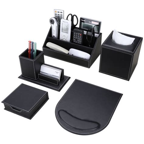 Custom Black Desk Set Leather Items Office Desktop Stationery Set - China Office, Envelope ...