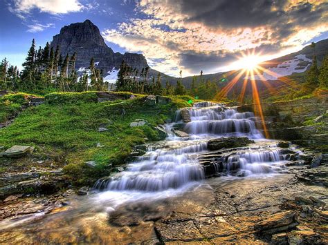 1080P free download | Nature, Sun, Waterfalls, Mountain, Waterfall ...