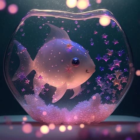 Premium AI Image | A fish bowl with stars and a fish inside.