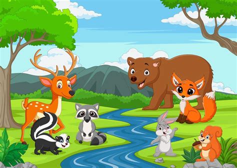 Cartoon wild animals in the jungle 6605458 Vector Art at Vecteezy