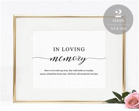 In Loving Memory Sign Template, Printable In Memory Sign, Wedding Sign ...