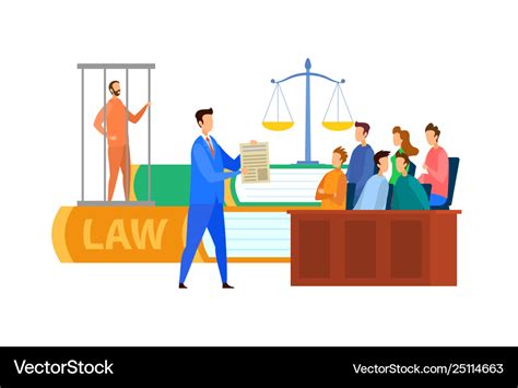 Jury trial process cartoon Royalty Free Vector Image