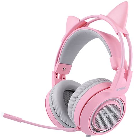 SOMIC G951 Pink Cat Headphones Virtual 7.1 Noise Cancelling Gaming ...