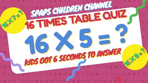 16 Times Table Quiz | Learn Interactive 16 Multiplication Table | Times tables, Times table quiz ...