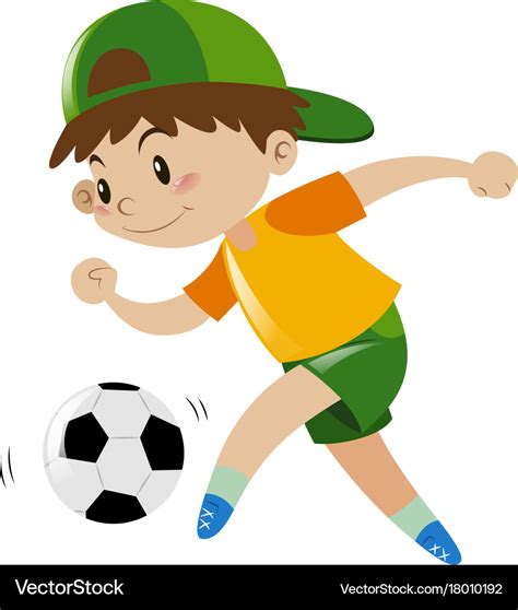 Boy kicking soccer ball alone Royalty Free Vector Image