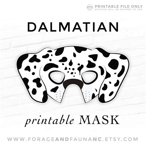 Dalmatian Printable Dog Animal Mask Doggo Puppy Mask Black White Spotted Dog Halloween Party ...