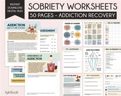 Sobriety Worksheets, Addiction recovery therapy workbook – LightandSaltDesign