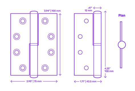 Door Hinges Dimensions & Drawings | Dimensions.com