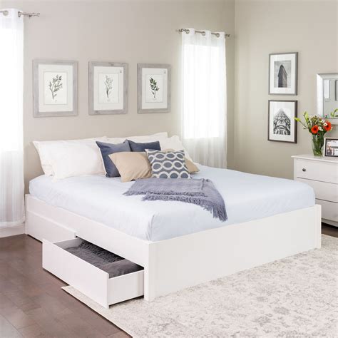 Prepac Queen Select 4-Post Platform Bed with 2 Drawers - White | Walmart Canada