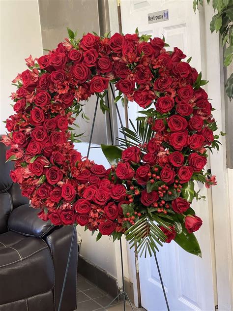 Red Funeral Wreath - Natasha's Flowers