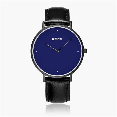 Thin Leather Strap Quartz Watch-Black - JetPrint