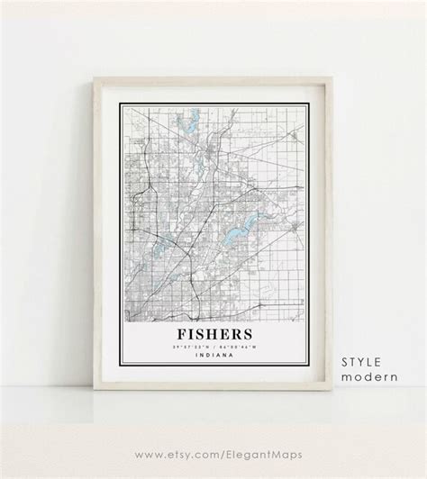 Fishers Indiana Map Fishers IN Map Fishers City Map Fishers - Etsy