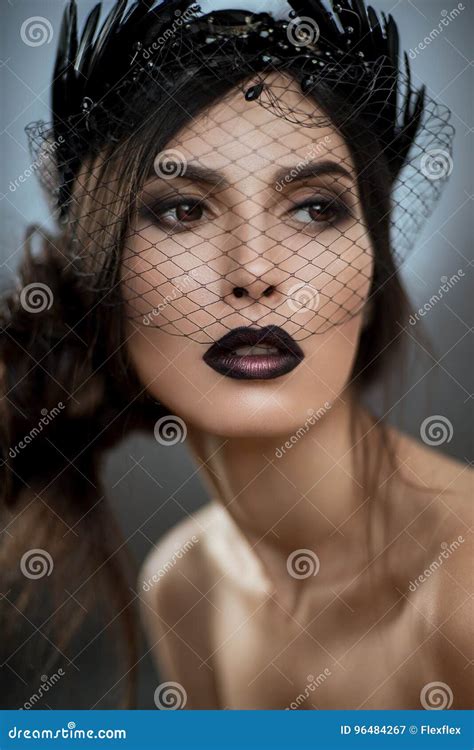 Model with veil on face stock image. Image of beautiful - 96484267