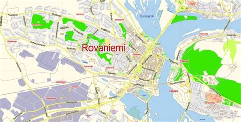 Rovaniemi PDF Map Vector Finland Low detailed City Plan editable ...