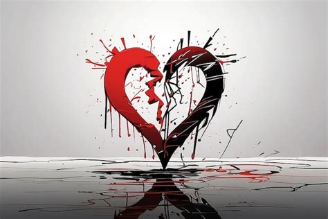 Premium AI Image | broken heart shape red failure love cracked soul ...