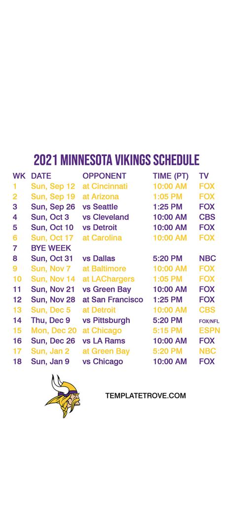 Printable Vikings Schedule 2023-24 - FreePrintable.me