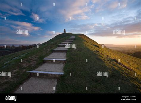 Glastonbury Tor at Sunrise. Somerset. England. UK Stock Photo - Alamy