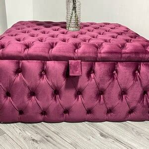 Extra Large Upholstered Handmade Chesterfield Coffee Table , Storage Box , Storage Ottoman Puffy ...