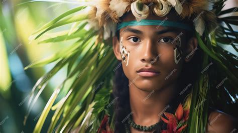 Premium AI Image | Portrait of a teenage male from the Yap culture in Micronesia