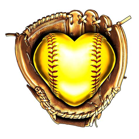 Softball heart glove vinyl decal Softball heart decal love | Etsy