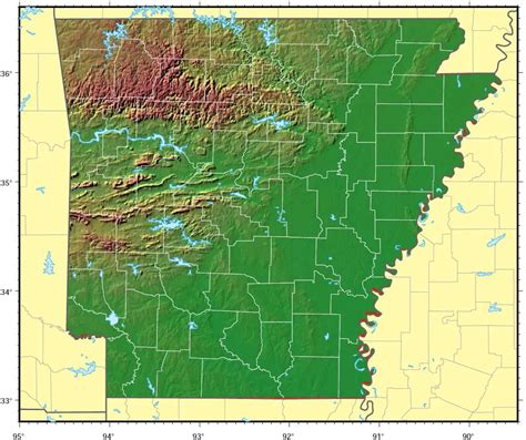 Arkansas Relief Map - MapSof.net