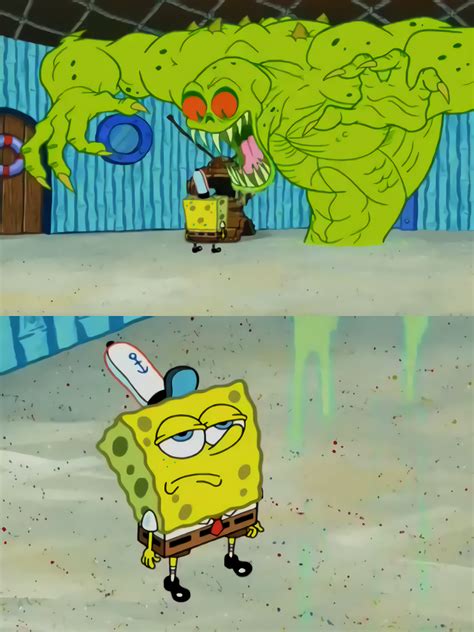 Spongebob unimpressed by Flying Dutchman blank template | Spongebob ...