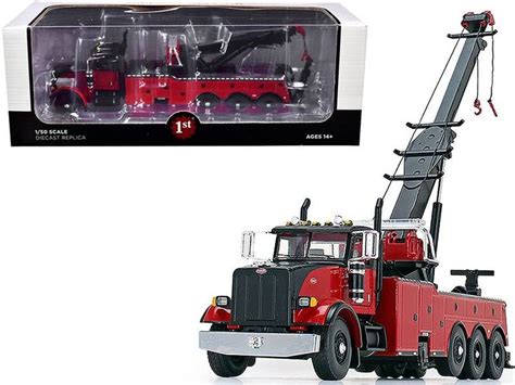 Peterbilt 367 Century 1060S Wrecker Tow Truck Black and Red 1/50 ...