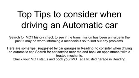 PPT - Top Tips to consider when driving an Automatic car PowerPoint Presentation - ID:11793455