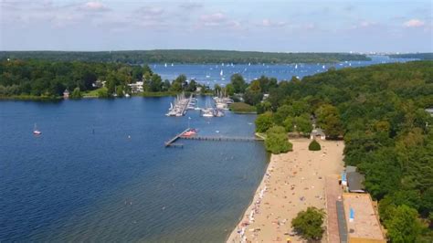 Drone Footage of Strandbad Wannsee Beach Area, Berlin, Germany - YouTube