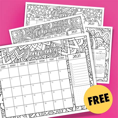 Coloring Calendar 2021 Printable | Free Letter Templates