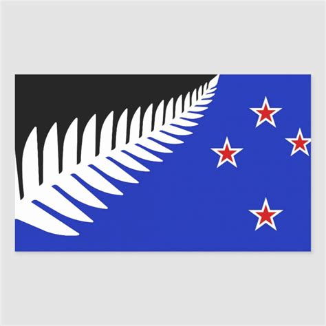 New Zealand Silver Fern Flag Rectangular Sticker | Zazzle.com in 2021 | New zealand flag, Silver ...