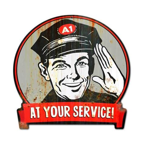 Retro Service Man Round Banner Metal Sign 15 x 16 Inches | Metal signs, Decal wall art, Wall decals