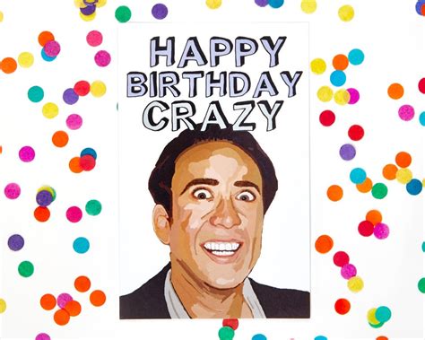 Nicolas Cage Card Birthday Card Blank Card Funny Birthday | Etsy