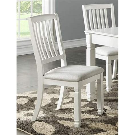 Set of 4 White Wood Dining Chairs with upholstered seat Cushions ...