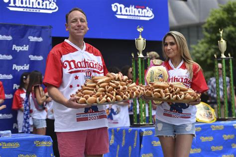 Joey Chestnut wins 16th Nathan’s Famous Hot Dog Eating Contest after 2-hour weather delay ...