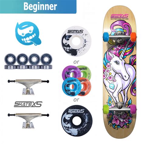 SkateXS Unicorn Beginner Skateboard for Girls Age 5-12