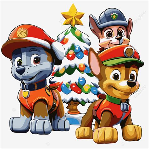 Paw Patrol Christmas Vector, Sticker Clipart Paw Patrol Cartoon Dogs ...