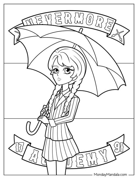 20 Wednesday Coloring Pages (Free PDF Printables)