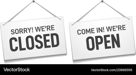 Business open closed sign shop door signs boards Vector Image