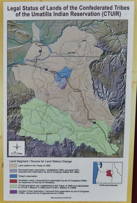 Photo: Marker detail: Legal Status of Lands of the Confederated Tribes of the Umatilla Indian ...