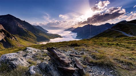 Wallpaper France La Mongie Midi-Pyrenees Nature Mountains 1920x1080