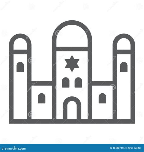 Synagogue Line Icon, Religion and Architecture, Jewish Church Sign, Vector Graphics, a Linear ...