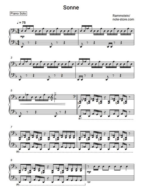 Rammstein - Sonne sheet music for piano [PDF] | Piano.Solo | Rammstein ...