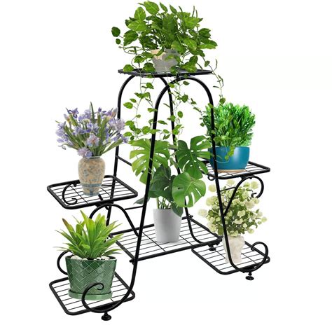 Buy Plant Stand Metal Outdoor-Flower Pot Shelf Indoor-Vertical Plants Shelves-Multiple Plants ...