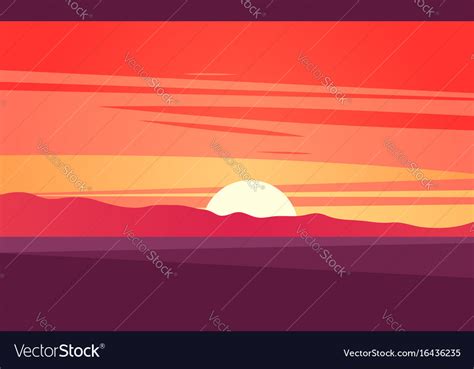 Sunset landscape Royalty Free Vector Image - VectorStock