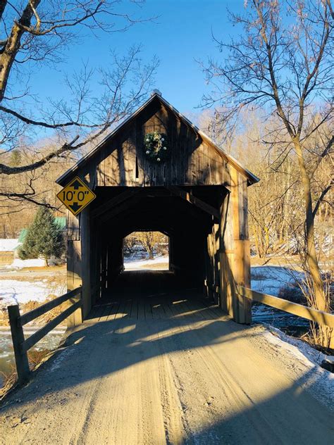 Howe Covered Bridge in Tunbridge, Vermont. Built 1879. Spanning First Branch of White River ...